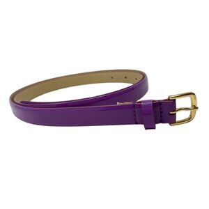 J.Crew Womens Purple Patent Leather Skinny Belt Gold Tone Buckle Glossy Size L